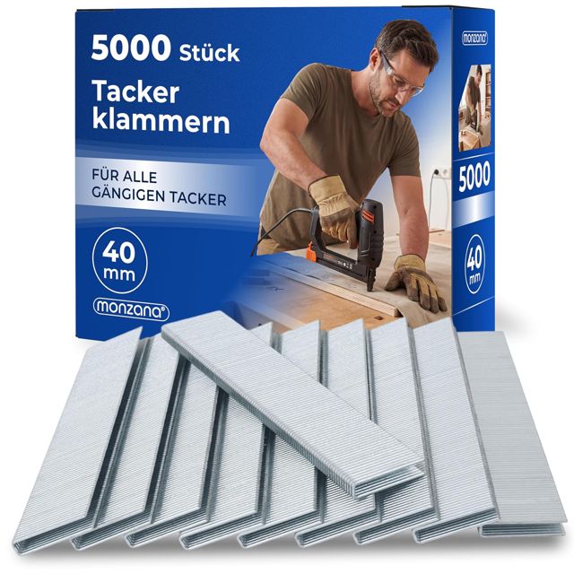 Agrafes 5000 pièces L : 40mm, l: 5,8mm intérieur extérieur acier pour agrafeuse pneumatique outils bricolage
