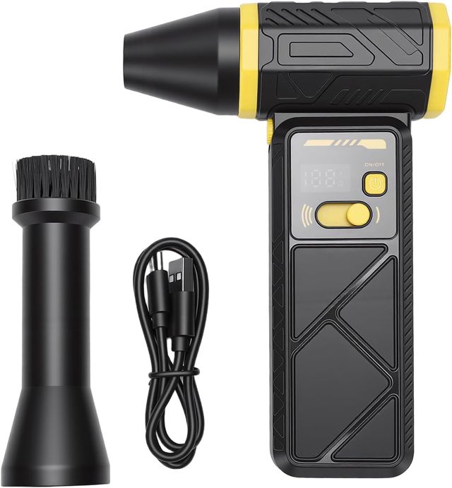 Dépoussiéreur d'air électrique, ventilateur Turbo, nettoyage efficace pour clavier d'ordinateur, maison, voiture (Jaune)