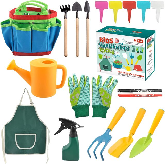 Outils de Jardinage, 23 pièces Outils de Jardin, Mini Jardinage Outils pour Pot de Jardin, Outils de Jardinage Avec XL Sac de Rangement, Arrosoir,Gants de, Cadeaux de kit Jardinage pour Homme et Femme