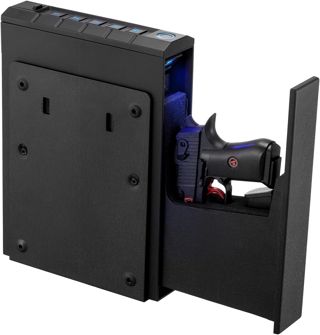 VEVOR Coffre-Fort pour 1 Pistolet et 1 Chargeur, Coffre pour Armes de Poing Verrouillable et Coulissant, 3 Façons d’Accès Empreinte Digitale, Mot de Passe et Clé, pour Table de Chevet, Bureau, Voiture