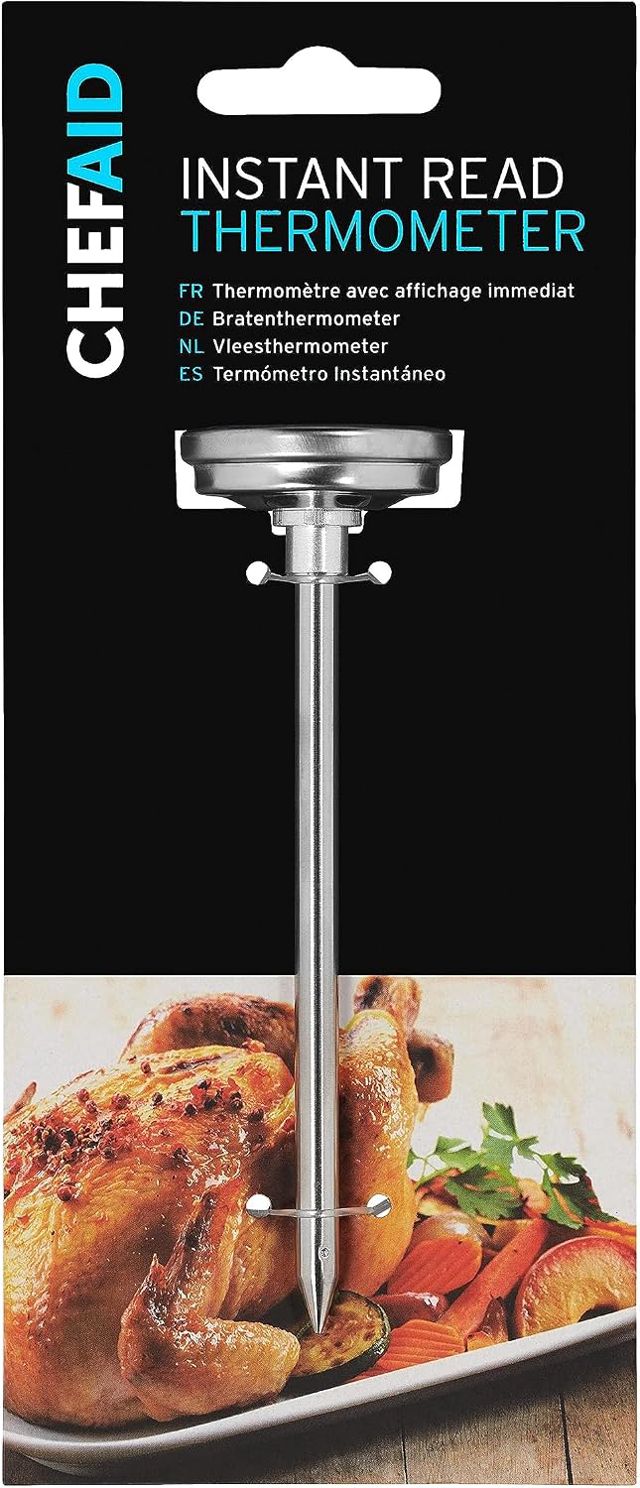 Chef Aid Thermomètre à Viande Analogique avec Sonde Métallique et Échelle Celsius pour Température à Coeur Viande, Volaille, Rôtis, Grill, BBQ et Cuisine