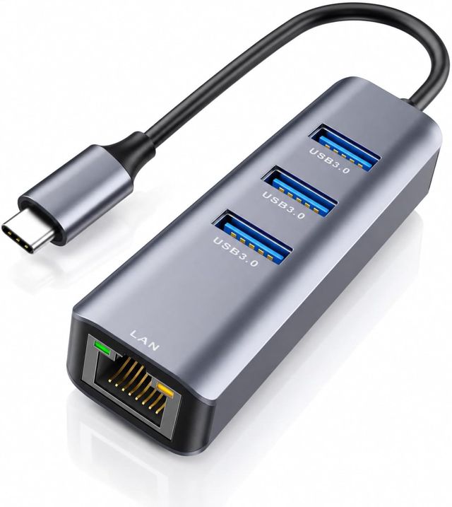 Adaptateur Hub USB 3.0 vers Ethernet, ABLEWE 4 in 1 Aluminum Adaptateur réseau USB avec Port LAN réseau RJ45 Gigabit, 3 Ports USB 3.0, pour MacBook Pro, Mac Mini, iMac, Surface Pro, XPS, etc.