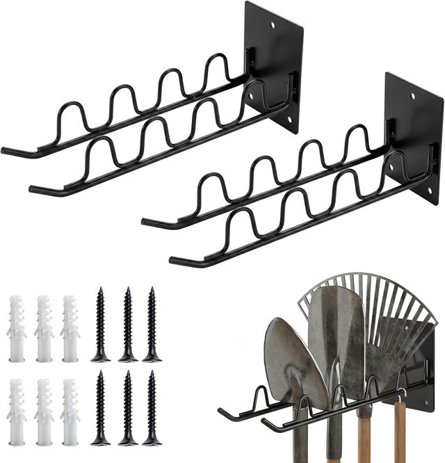 Accroche Balai Mural, Porte Balai Mural, Support Balais Mural, Porte Outils Mural, Range Outils de Jardin, Rangement Outils Mural pour Outils de Jardin Balai Exterieur Garage (2 Pièces)