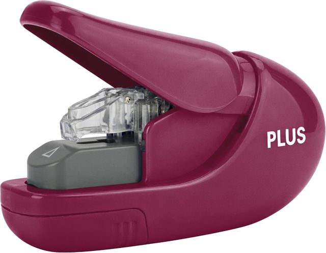 PLUS Agrafeuse sans agrafes zéro effort, staple-free Stapler, jusqu’à 5 feuilles – Bordeaux