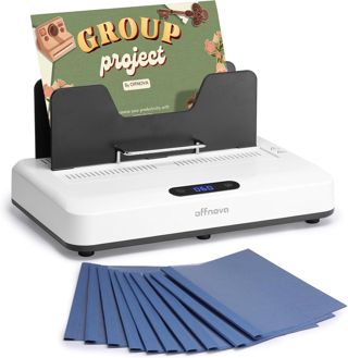 OFFNOVA Relieuse thermique 500 feuilles, sans préchauffage, refroidissement par air, 3 réglages de temps, compatible A3/A4/A5/Lettre, comprend 10 couvertures de reliure pour bureau et enseignement à