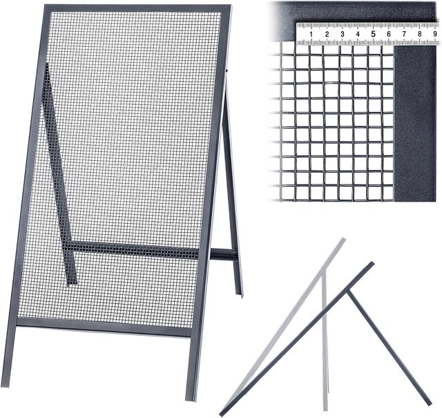 KADAX Passoire à grille - Tamis de jardin en maille d'acier - Tamis en acier - Tamis à sable - Tamis de construction rectangulaire pour sable et compost - Tamis pour sol et pierres (taille des mailles