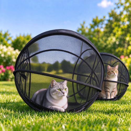 Parc à jeux pour chat à roulettes panoramique 360° avec ballon (#1)