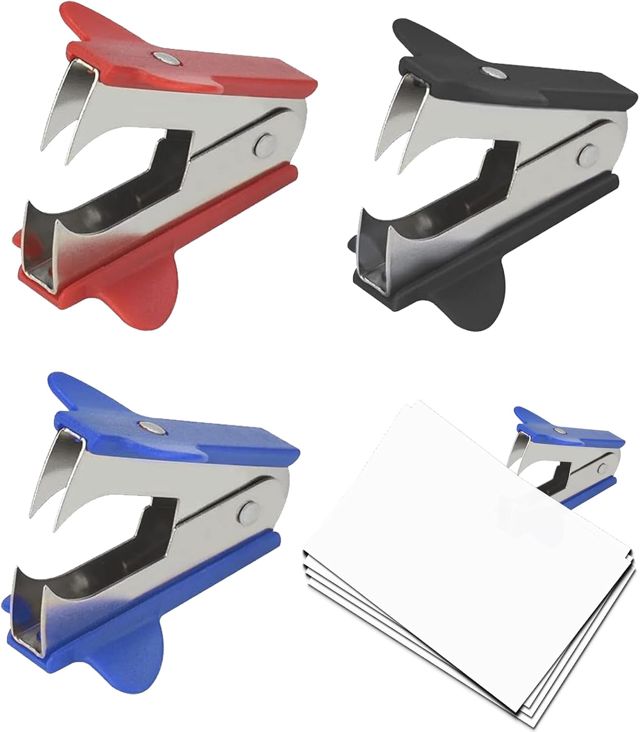 3 Pcs Ote Agrafe Bureau,Retrait Rapide Des Ongles,Compact Et Exquis,Adapté À Une Utilisation Quotidienne Au Bureau Et À La Maison (Rouge,Bleu,Noir)
