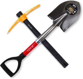 Xforst Set de Jardinage avec Pioche et Mini Pelle, avec des Manches en Fibre de Verre et têtes en Acier Forge. Idéale pour Le Jardinage et la Prospection. Modèle S800 + PF45N.