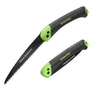 WORKPRO Scie Elaguer à Main Bimétal, Scie Pliante avec Dent à Triple de Coupe et Verrouillage de Sécurité pour Elagage, Emondage, Jardinage, Camping