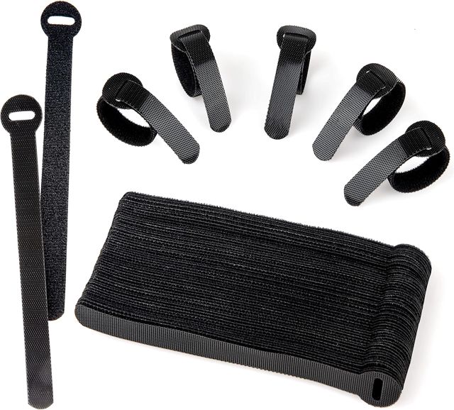 Lot de 60 attaches de câble réutilisables noires réglables et libérables pour la gestion des câbles de PC, les cordons d'organisation, la télévision, le bureau