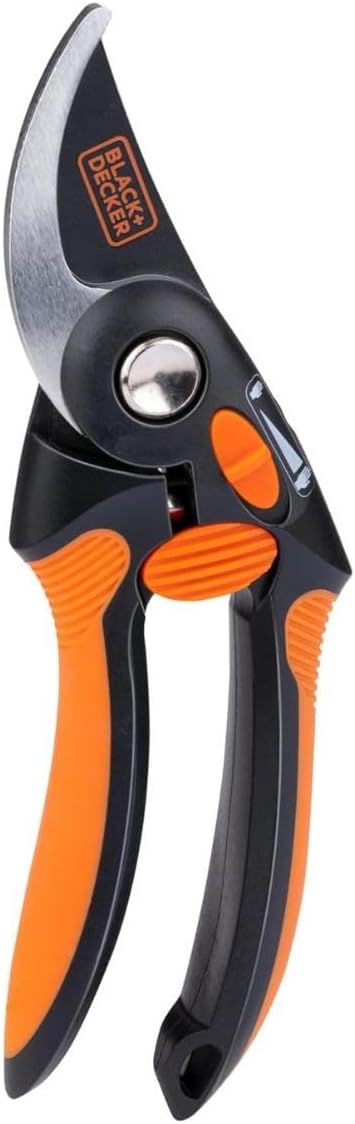 BLACK+DECKER Secateur de Jardin - Taille Haie Lames en Acier de Haute Qualité - Coupe Branche Poignée Ergonomique - Secateur Capacité de Coup de 13 MM – Noir/Orange