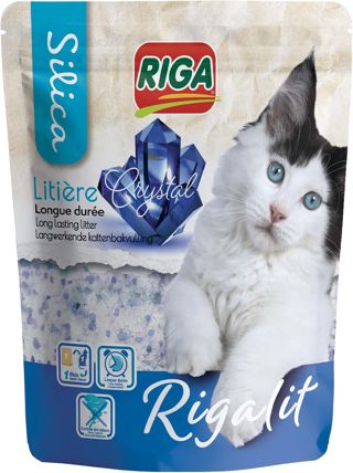 Riga - Rigalit Crystal - Litière pour Chat Absorbante d'Origine Minérale - Gel de Silice - Absorbe les Odeurs - Anti Développement Bactérien - 2,2 kg