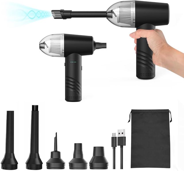 Hztyyier Plumeau d'air 3 en 1, Souffleur d'air sans Fil Rechargeable, Haute efficacité 50 000 Tr/min pour le Nettoyage et le Gonflage des PC