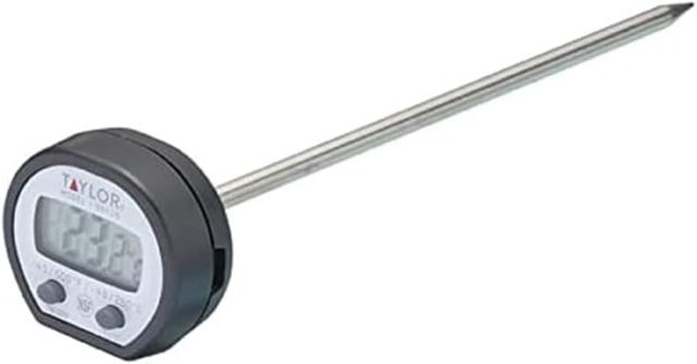 Taylor Pro Thermomètre de Cuisson Numérique, Sonde de Cuisson Précise et Multi-Fonctionnelle avec Enregistrement Températures, Idéale pour Viande, Poisson et Barbecue, Acier Inoxydable / Noir