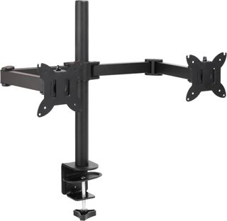 Amazon Basics Support de Bureau Réglable pour Deux Écrans, Compatible avec les Moniteurs jusqu’à 81cm et 10kg par Bras, Tension Réglable, Compatible VESA 75mm × 75mm / 100mm × 100mm, Noir