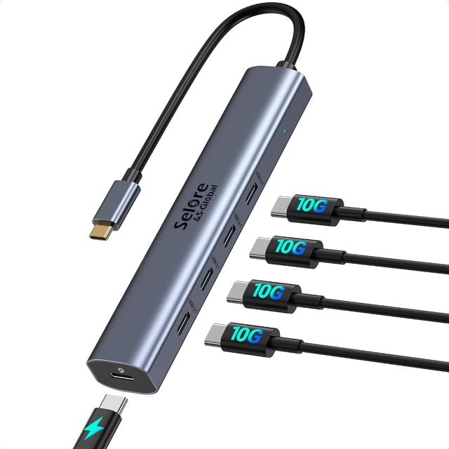 Hub Vidéo Type C 10 Gbps 5 en 1 avec Écran 4K @ 60 Hz et Données 10 Gbps, 3 Ports USB 3.1 Gen2, 100W PD pour MacBook Pro/Air M2 M1, Dell, HP