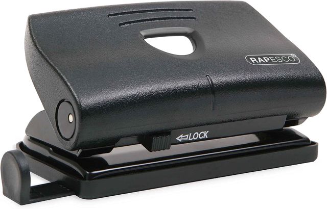 Rapesco PF87S0B1 Perforatrice à 2 Trous 810-P, Capacité 12 Feuilles, Noir