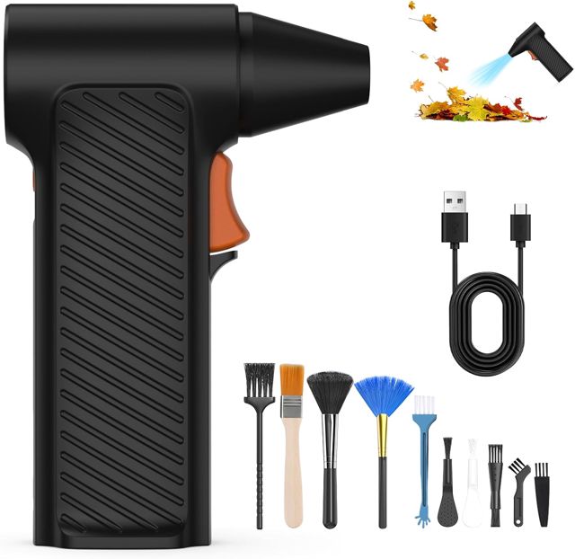 BigKing Souffleur d'air comprimé électrique, 10000 tr/min Mini portable Air Duster, 5000 mAh, réglage infini de la vitesse pour le nettoyage du PC, le clavier, le canapé, la voiture