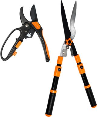Pack outils : Sécateur à crémaillère + Taille-haies