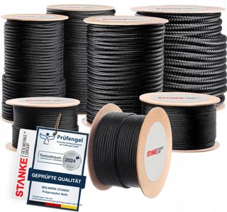 Seilwerk STANKE Corde polypropylène Bleue avec Fils marqueurs Jaunes 2mm 200 m - Ficelle Jardin pour Attacher Les tomates - Corde extérieur de Camping - Cordelette résistante aux UV