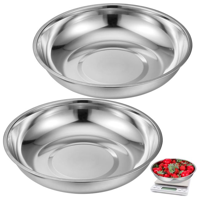 Toyvian 2 Pièces Bol de Pesée en Acier Inoxydable Argenté Balance Électronique Précis et Polyvalent Cuisine et Laboratoire 25cm Design Élégant et Simple