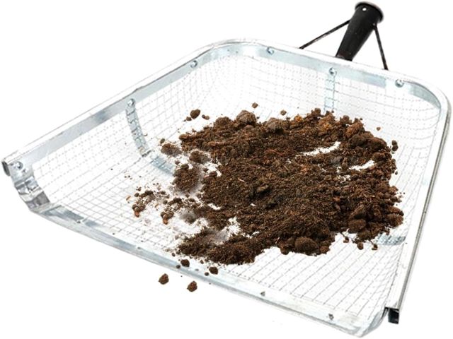 Tamis de jardin pour terre, tamis à céréales, pelle à tamis robuste en acier inoxydable avec poignée antidérapante | Tamis portable et ergonomique, outil de collecte de la terre pour tamiser la terre,
