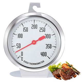 KAIYAYA Thermometre Cuisine Thermomètre pour Four, Acier Inoxydable 400° pour Suspendre ou Poser Dans le Four, Analogique 0-400°C,Pour Fours a Gaz, Électrique, Chaleur Tournante