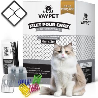 VAYPET® Filet Chat Balcon sans Perçage [6x3m] - Filet Balcon renforcé