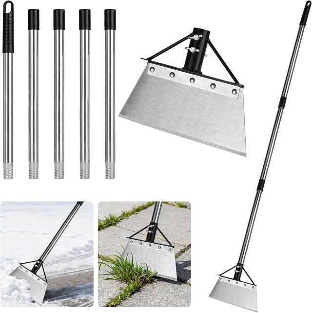 Pelle De Desherbage avec Manche 200cm, Pelle De Nettoyage Multifonctionnelle, Pelle De Jardin Desherbante, Outillage de Jardin pour Espace Extérieur, Maison, Ferme