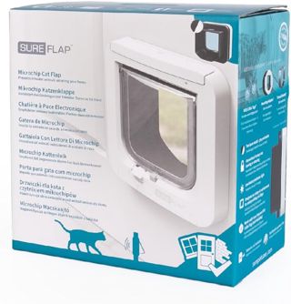 Sure PetCare | Chatière à Puce électronique SureFlap, Compatible avec Le médaillon d'identification par radiofréquence et Les puces électroniques, pour Portes, fenêtres et Murs, Gris/Blanc