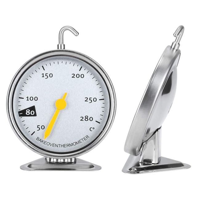 Annadue Thermomètre de Four, Thermomètre de Cuisine à Grand Cadran en Acier Inoxydable pour la Cuisson, 50-280 ℃, à Crochet Suspendu pour Four, Cuisson, Fumoir, Gril