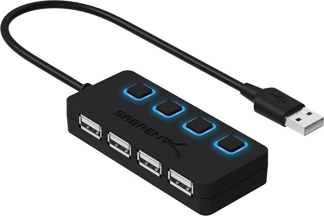 SABRENT Hub USB Alimenté, 5 Gbps Docking Station avec 7 Ports 5V/3A 36W Adaptateur Alimentation, Port USB Multiple pour PC des commutateurs et LED des voyants d'alimentation individuels (HB-BUP7)
