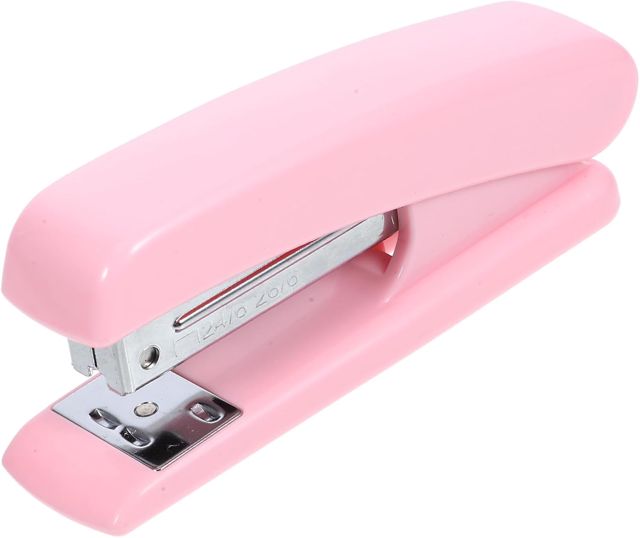 Toyvian Agrafeuse Manuelle N°12 Rose, Plastique et Métal, pour Bureau