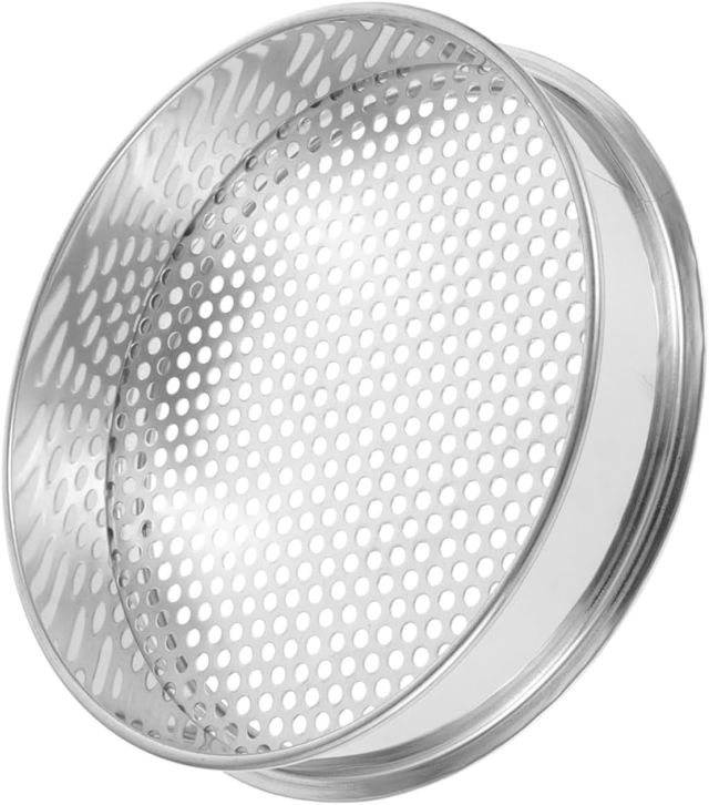 BESPORTBLE Tamis De Sol en Acier Inoxydable 7.87 Pouces Trous Ronds Tamis De Jardinage pour Filtrer La Terre Et Éliminer Les Impuretés Outil De Jardin pour Jardin Extérieur