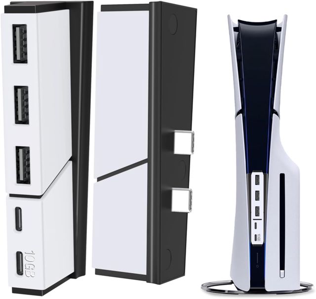 Tendak Hub USB avec 5 Ports pour PS5 Slim – Adaptateur répartiteur USB Haute Vitesse Compatible avec PlayStation 5 Slim Disc et Console de Jeu numérique