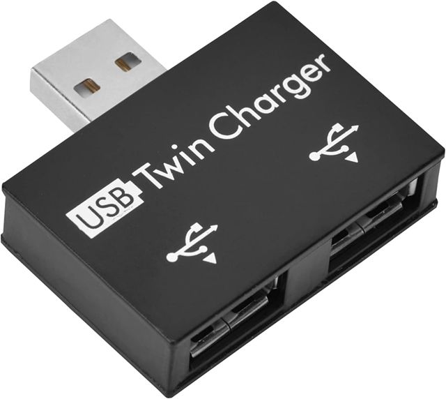 Hub USB 2 Ports, Concentrateur USB Portable Adaptateur mâle à Double USB Femelle concentrateur de concentrateur USB Tout Appareil Mobile pour Port USB Noir