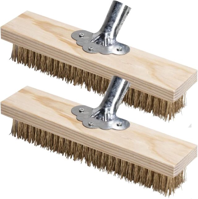Balai Métallique 30 cm Lot de 2 avec Support en Métal, Manche en Bois