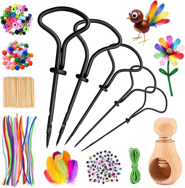 Pfloge® Lot de forets de châtaignier avec support de châtaigne, kit de bricolage pour enfants avec foret de 1,5 à 5 mm, châtaigne, automne, kit de bricolage avec accessoires de bricolage pour enfants