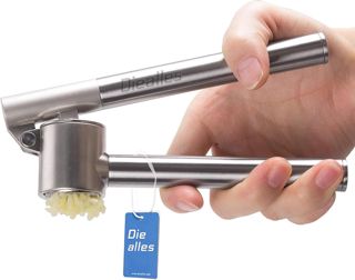 Presse-ail - Diealles Acier Inoxydable Concasseur d'ail/Ginge Broyeur avec Panier Amovible,Facile à Nettoyer,15.8x5cm