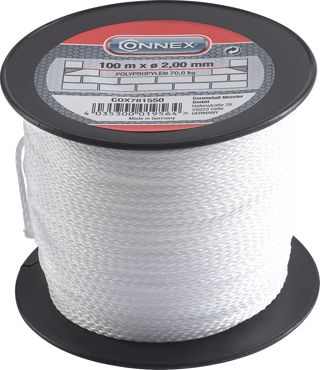 Connex COX781550 Cordeau de maçon 100 m Max 60 kg 2 mm Blanc