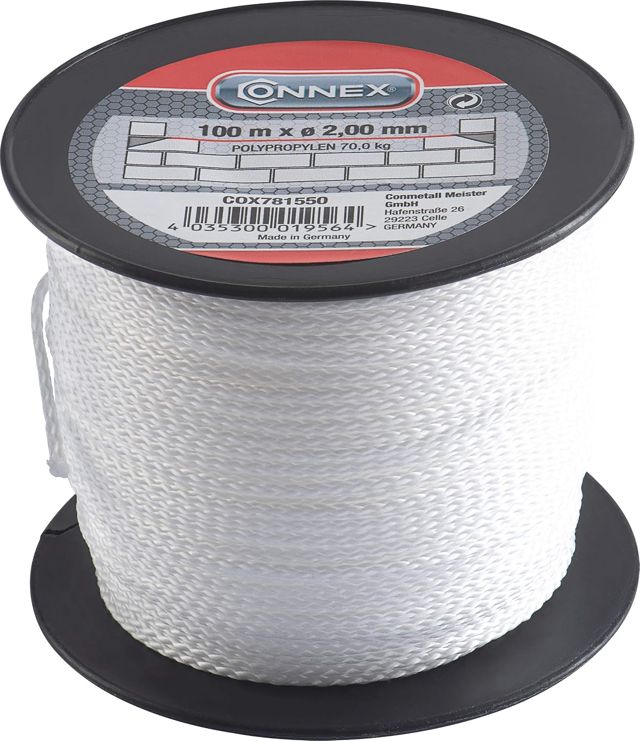 Connex COX781550 Cordeau de maçon 100 m Max 60 kg 2 mm Blanc