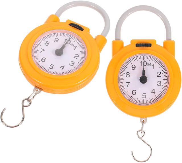 Cabilock Balance à Ressort Portable avec Crochet, Jaune, Petite Taille, 1 Paire, Balance Mécanique Précise pour Pêche, la Cuisine et Voyage, Peson Multifonction Suspendu, Outil de Pesée