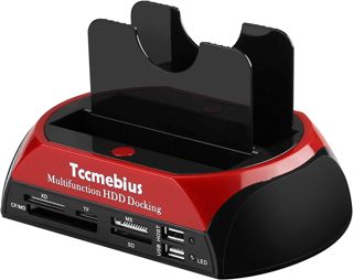 TCC-S862-DE USB 2.0 à SATA IDE Dual-Bay HDD Disque Dur Station d'accueil avec Lecteur de Cartes et Hub USB 2.0 pour 2.5 3.5 Pouce IDE SATA I / II / III HDD SSD