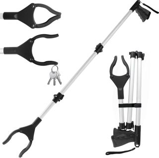 108cm Pince Ramasse Objet pour Personnes gées et Handicapés Aimants, Outils de Ramassage Pince Telescopique Rotative pour Attraper Les Objets, Pince Ramasse Dechets (Jaune)