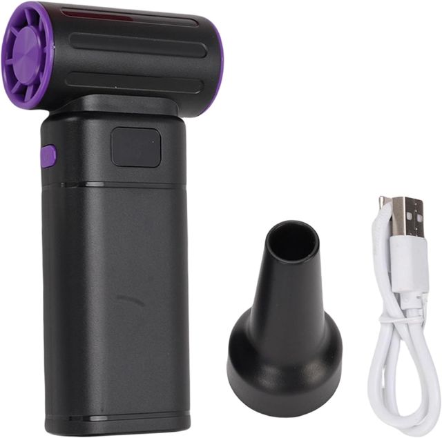 Plumeau d'air électrique avec chargement USB, souffleur d'air comprimé portable multifonctionnel à grande vitesse avec éclairage pour les voyages de camping en plein air (Blanche)