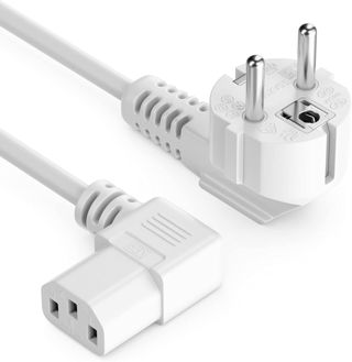 deleyCON 3,0m Câble Appareil Froid Alimentation Cordon électrique Fiche Contact Protection Type F (CEE 7/7) 90° Coudée vers Prise C13 90° Coudée Droite PC Ordinateur Moniteur Imprimante - Noir