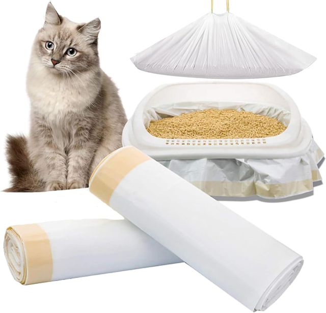 30 Litière Chat Sac XL 115x45cm,Sacs Poubelles Épais Anti-Fuite avec Cordon
