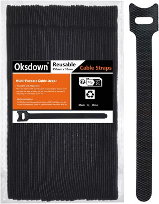 Lot de 50 Noir Attaches de Câble Sangle Réutilisable Scratch Serre Câble Bande avec Crochet et Boucle pour la Gestion des Câbles Organisation