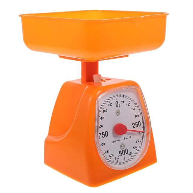 Balance Cuisine Mécanique 1kg, Plastique, Cadran Transparent, Orange